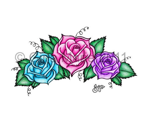 600x480 Magic Roses Tattoo Drawing Rose Tattoos, Tattoos, Rose Drawing
