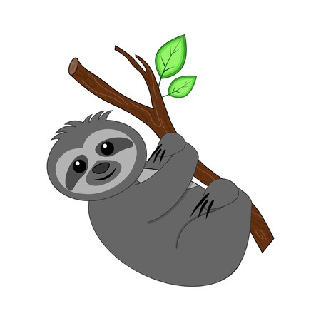 450x450 Cute Cartoon Sloth Exotic Animal Vector Illustration Royalty