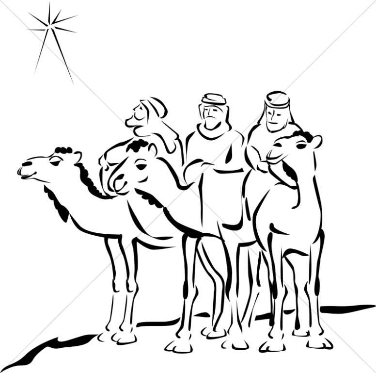 776x769 Woodcut Style Three Wise Men Epiphany Clipart