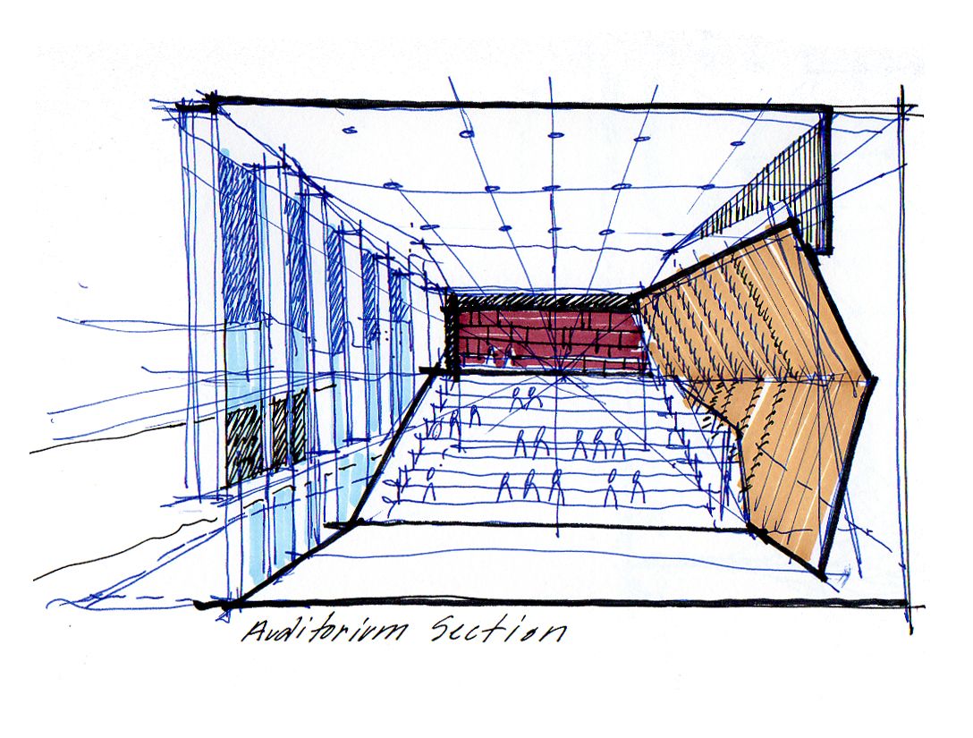 1088x825 Lecture Hall Sketch Thumbnail Sketches Sketches, Parti Diagram