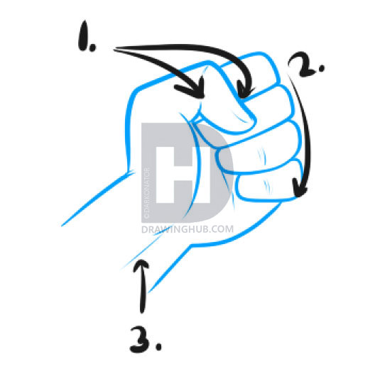 535x520 how to draw fists, step