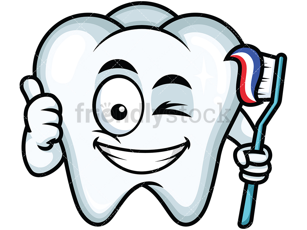 1067x800 Winking Thumbs Up Tooth Emoji Cartoon Vector Clipart