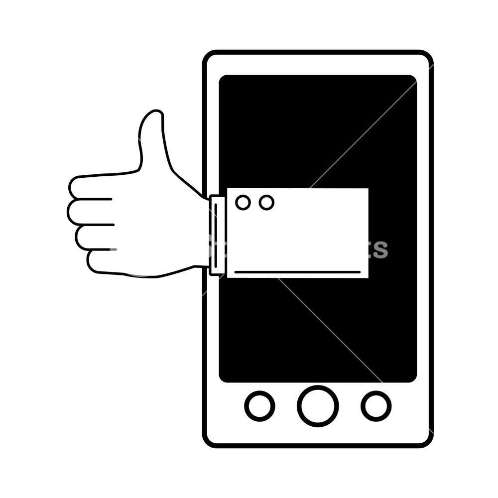 1000x1000 Smartphone Assistance Icon Thumbs Up Drawing In White Background