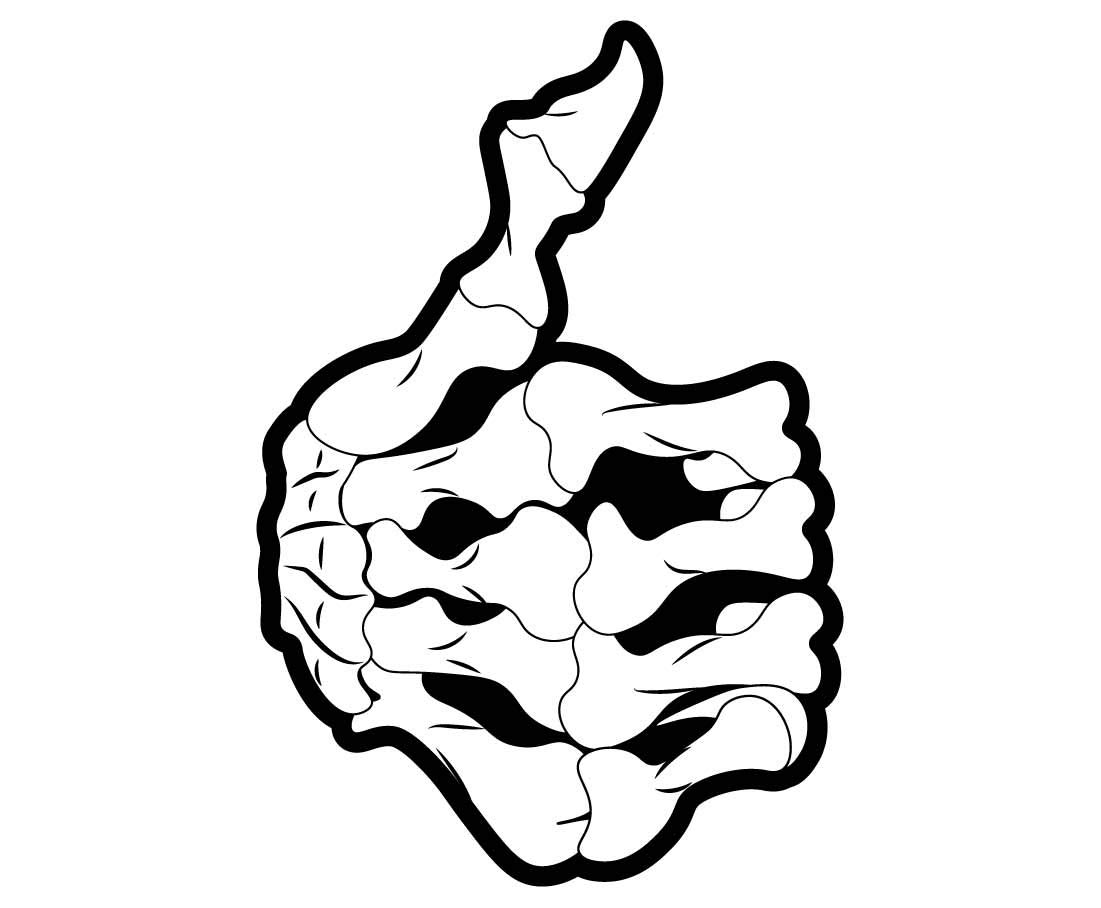 1101x908 Skeleton Thumbs Up Hand Symbol Punk Rock Vinyl Decal
