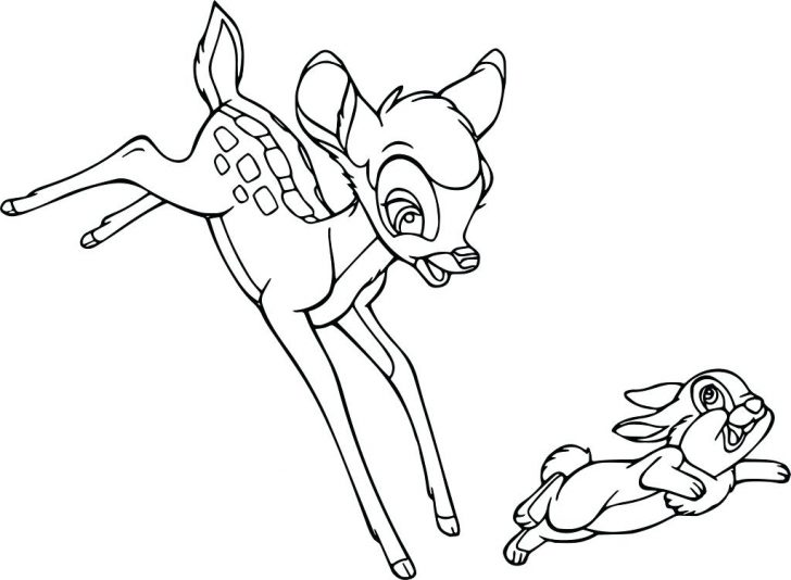 728x534 coloring pages of bambi and thumper with rabbit for kids
