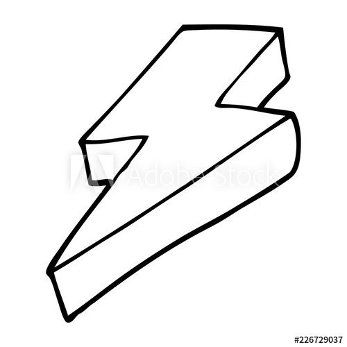 500x500 Line Drawing Cartoon Thunder Bolt