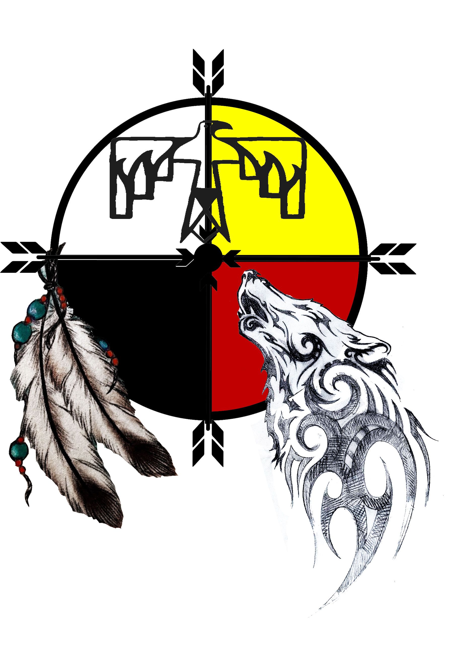 1812x2632 Lakota Spirit Wheel, Tribal Wolf, And Thunderbird Tattoos
