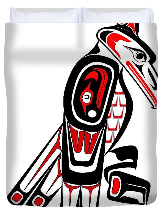 645x853 Thunderbird Totem Duvet Cover For Sale