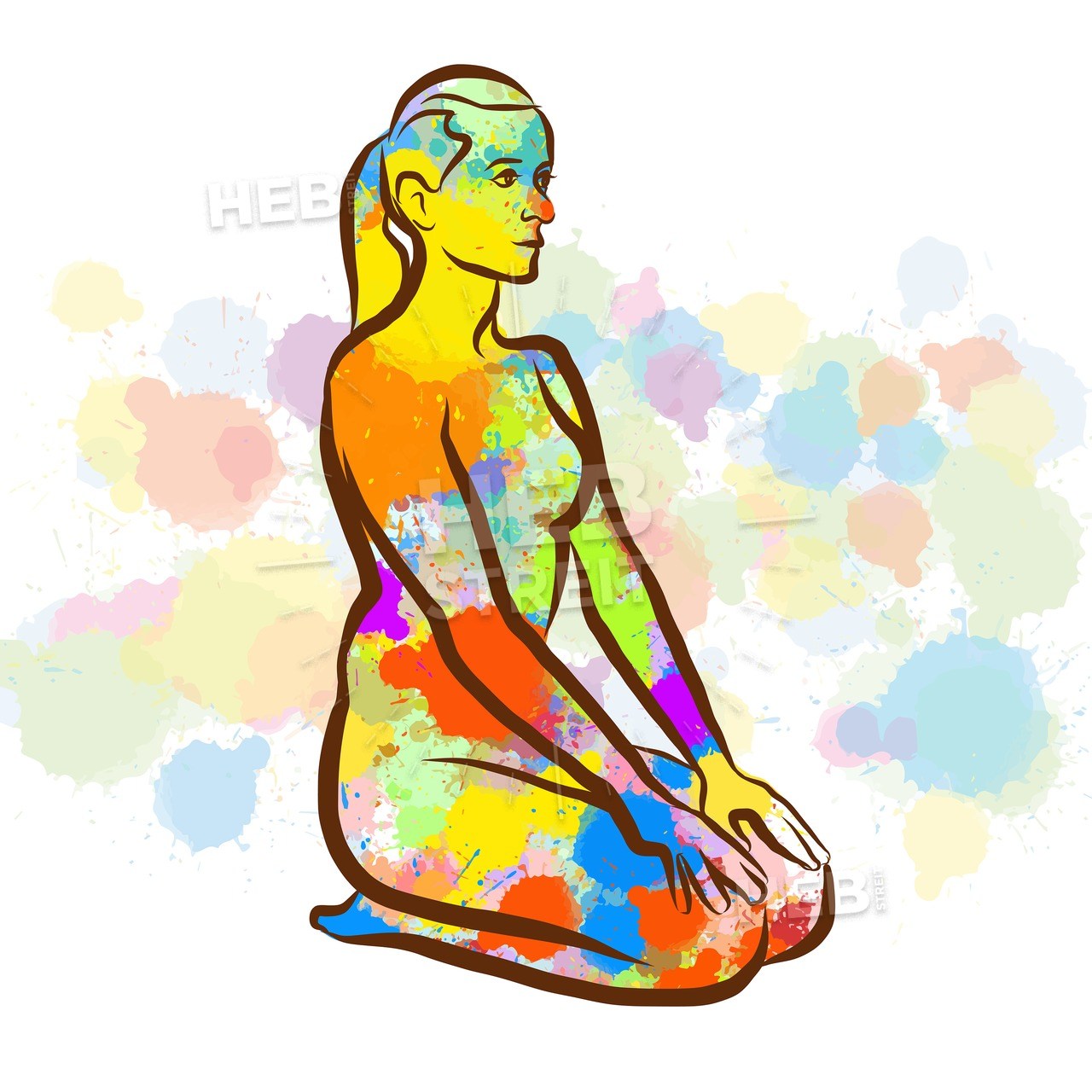 1280x1280 Colorful Thunderbolt Vajrasana Yoga Pose Hebstreit