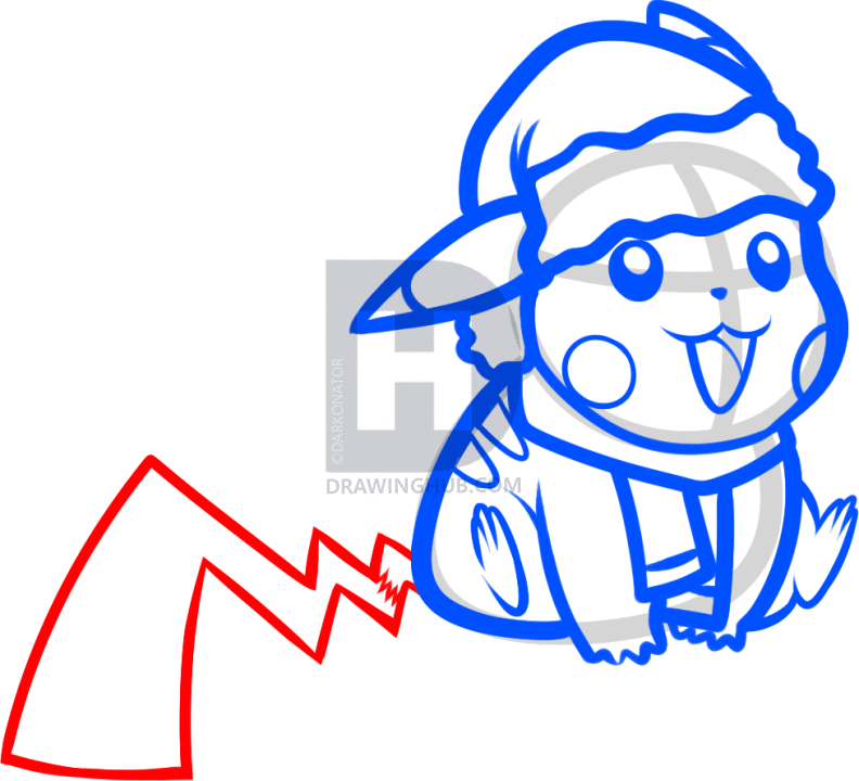792x720 How To Draw Christmas Pikachu, Step