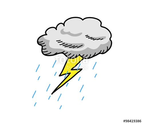 500x436 Thunderstorm Cloud, A Hand Drawn Vector Cartoon Illustration