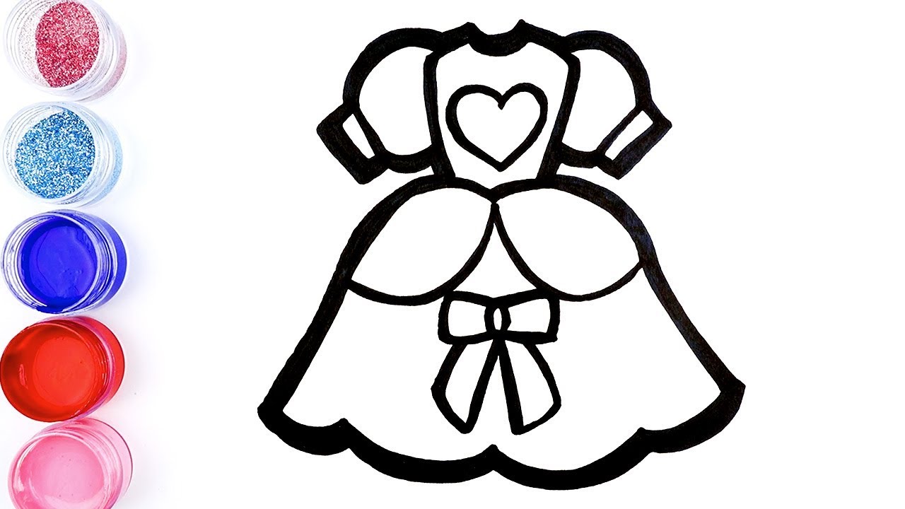 1280x720 Glitter Dress And Tiara Coloring And Drawing Learn Colors For Kids
