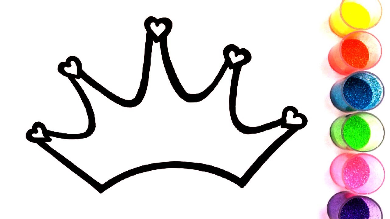 1280x720 Glitter Princess Tiara Drawing And Coloring For Kids