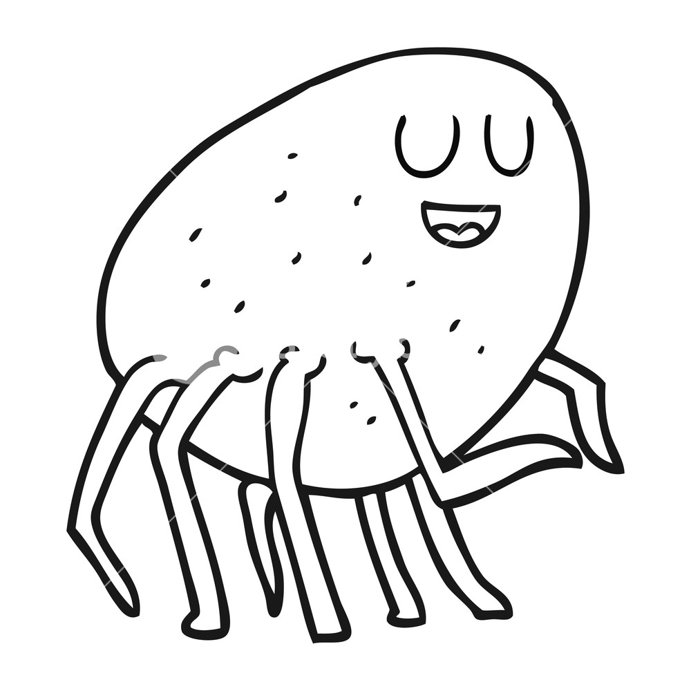 1000x1000 Freehand Drawn Black And White Cartoon Tick Royalty Free Stock