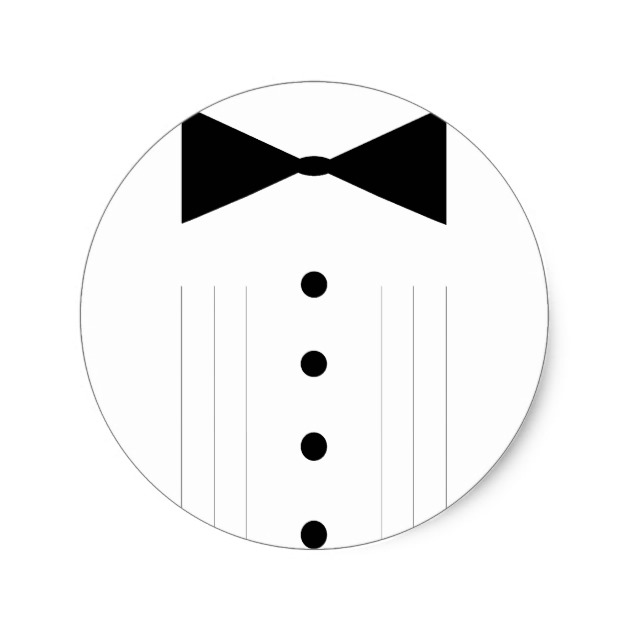 630x630 Black Tie Tuxedo Bowtie Line Drawing Classic Round Sticker