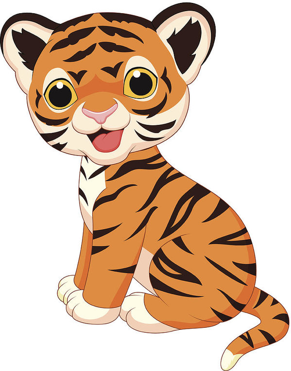 599x764 Cute Tiger Cartoon Art Print