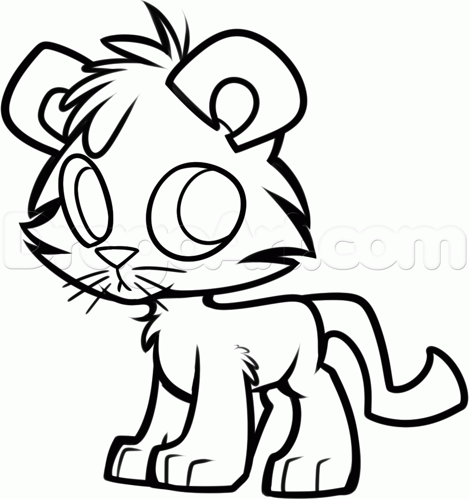 946x1007 How To Draw A Baby Tiger Cub, Step