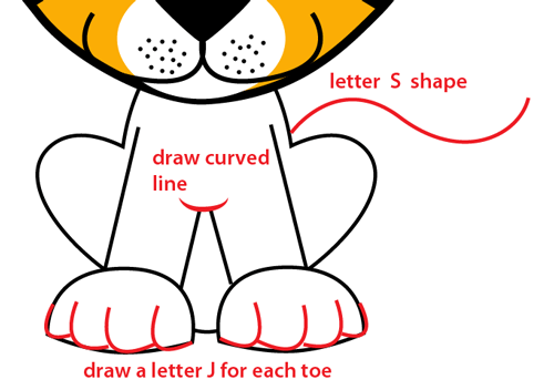 500x352 Tiger Drawing Easy Cartoon