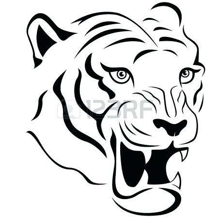450x450 Part Of Funny Tiger Face Hand Drawing Vector Outline Isolated Free