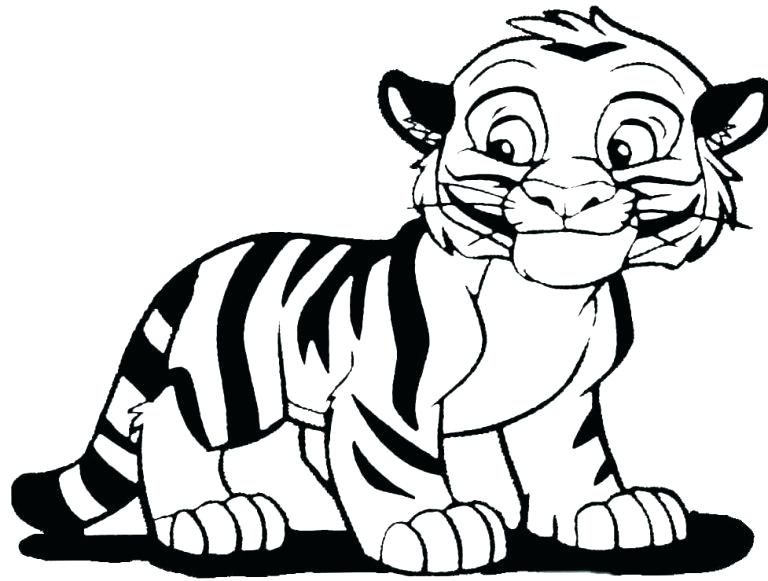 768x581 Cute Tiger Drawing Cute Cartoon Tiger Drawing