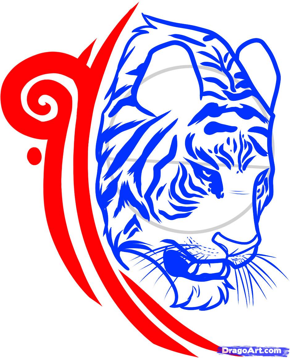 939x1158 How To Draw A Tiger Tattoo Design, Tiger Tattoo Design, Step