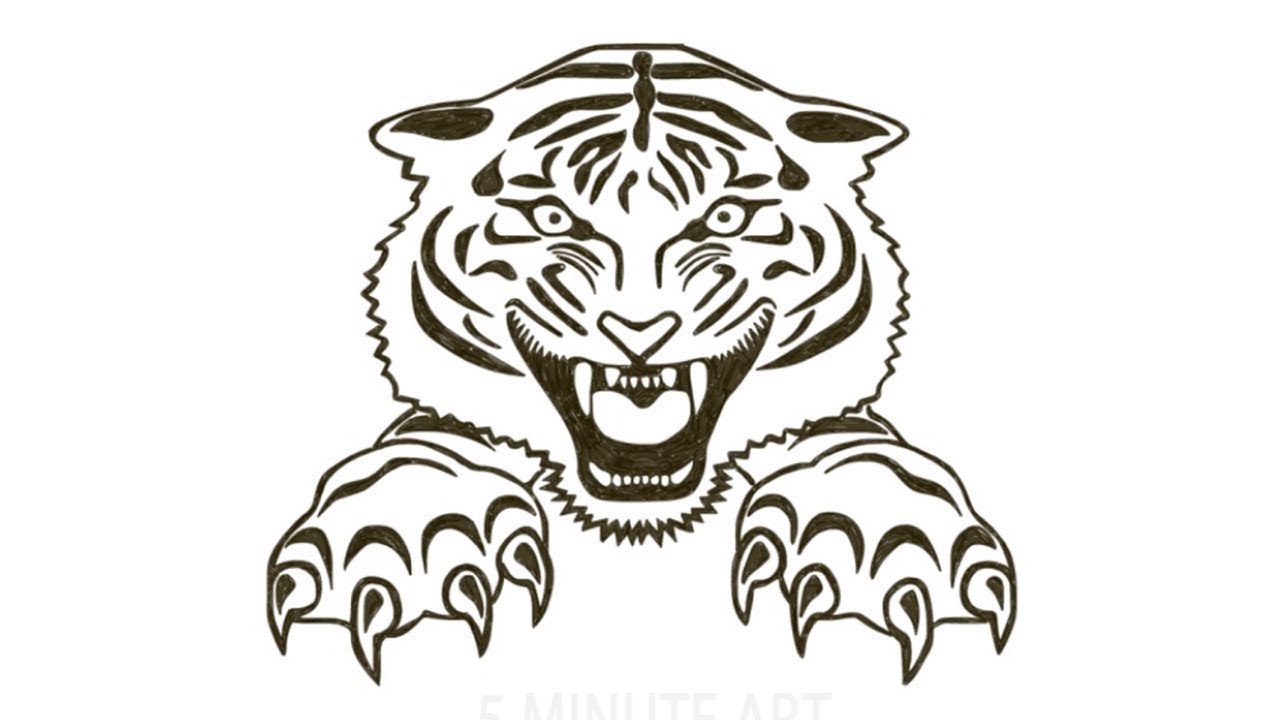 1280x720 Speed Drawing! How To Draw Tiger Tattoo