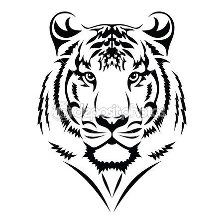 450x450 Chinese Tribal Tattoo Tiger Tiger, Tattoo Stock Vector