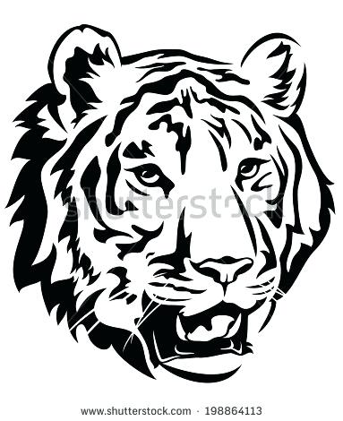 383x470 Tiger Head Emblem Design Big Cat Stock Illustration Outline