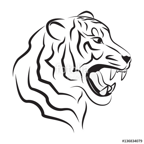 500x500 Illustration Of Angry Tiger Tribal Art Black Tattoo Silhouette