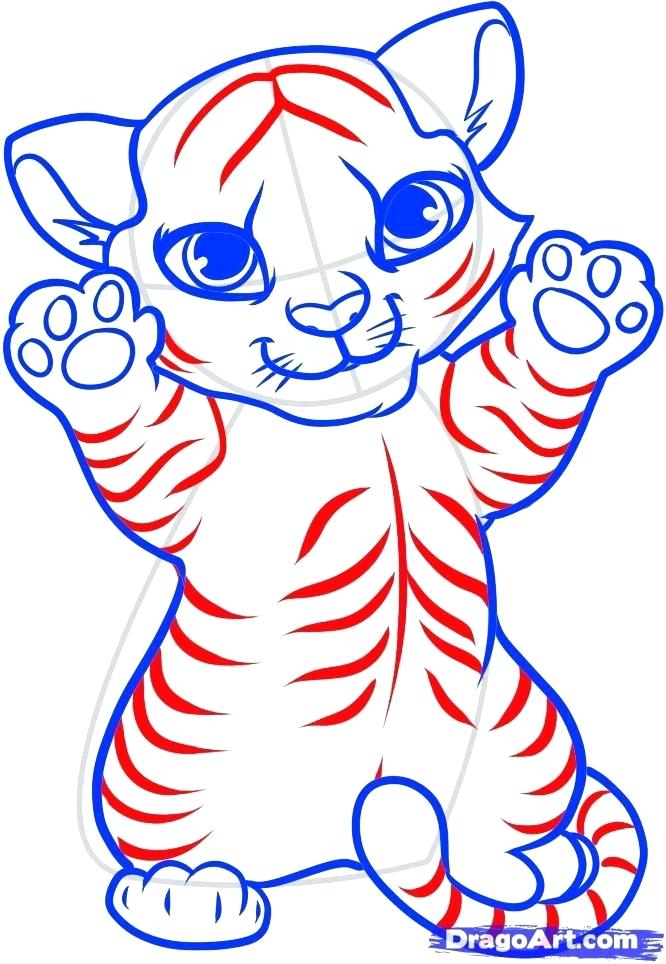 666x964 Cute Tiger Drawing Cute Cartoon Tiger Drawing