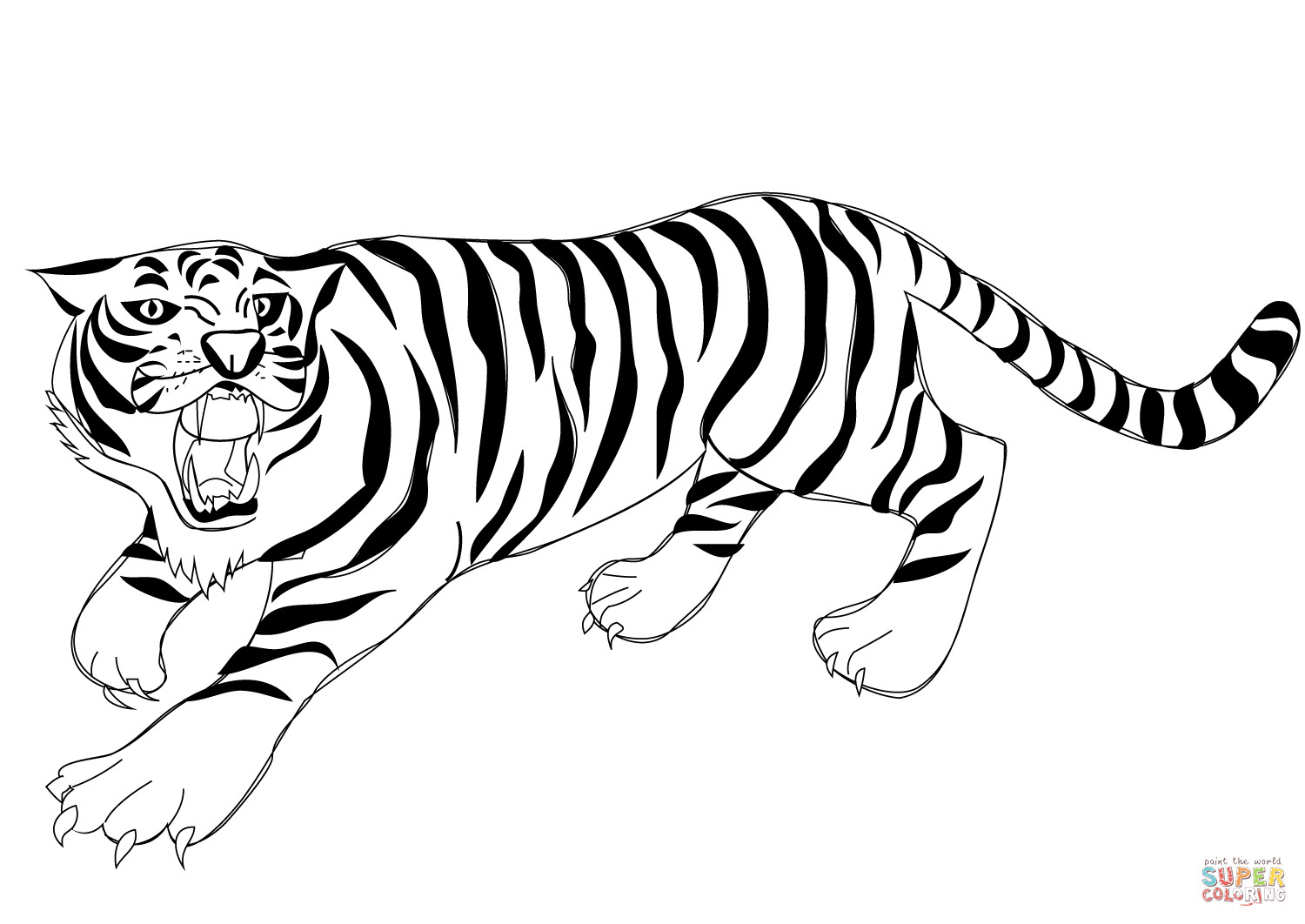 1500x1062 How To Draw Bengal Tiger Roaring Tiger Coloring