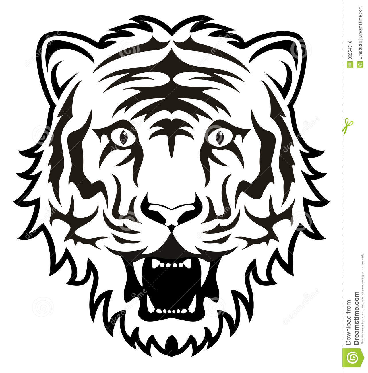 1282x1300 Tiger Roaring Sketch