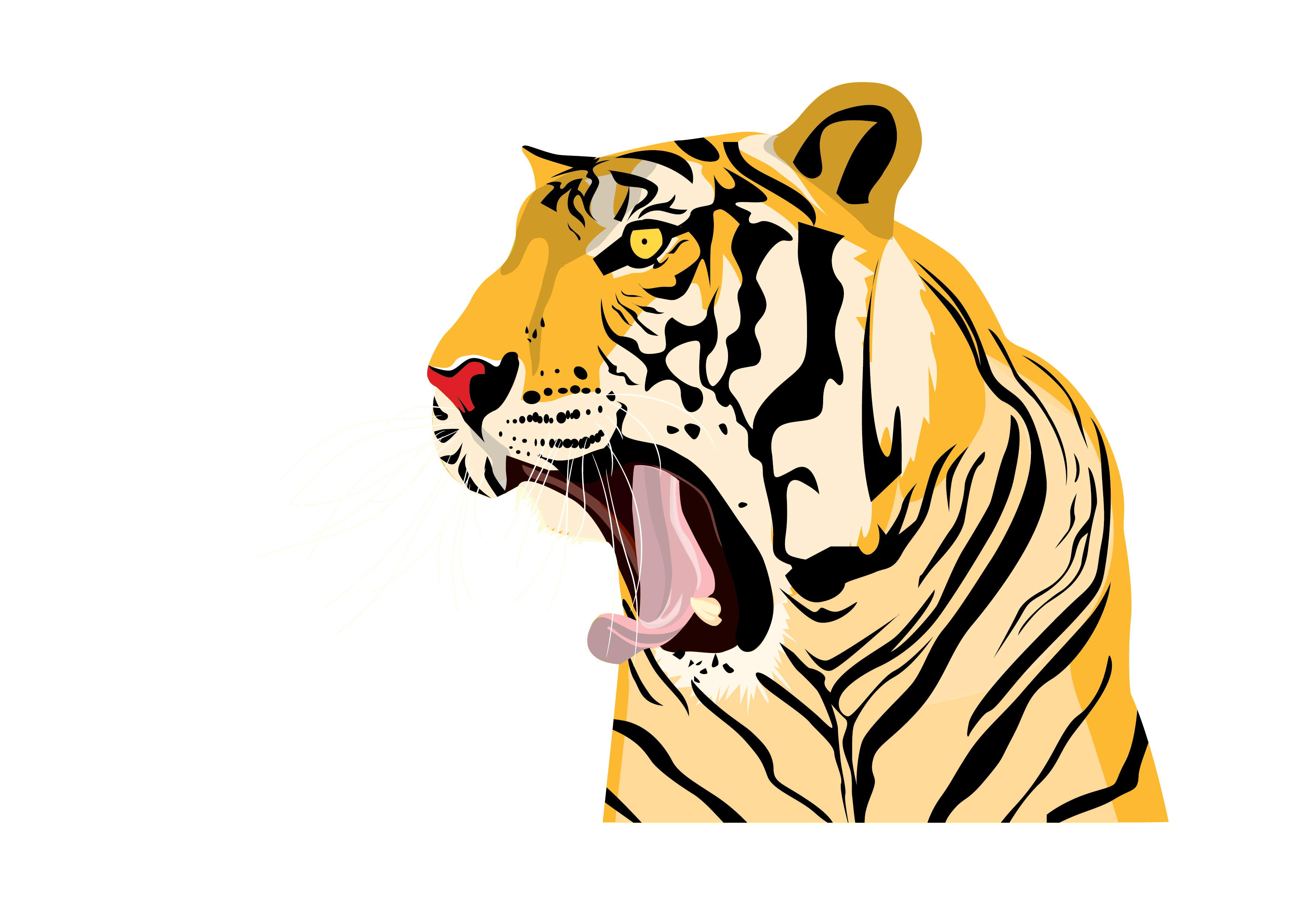 3508x2480 Tiger Roaring Colorful Drawing Free Image