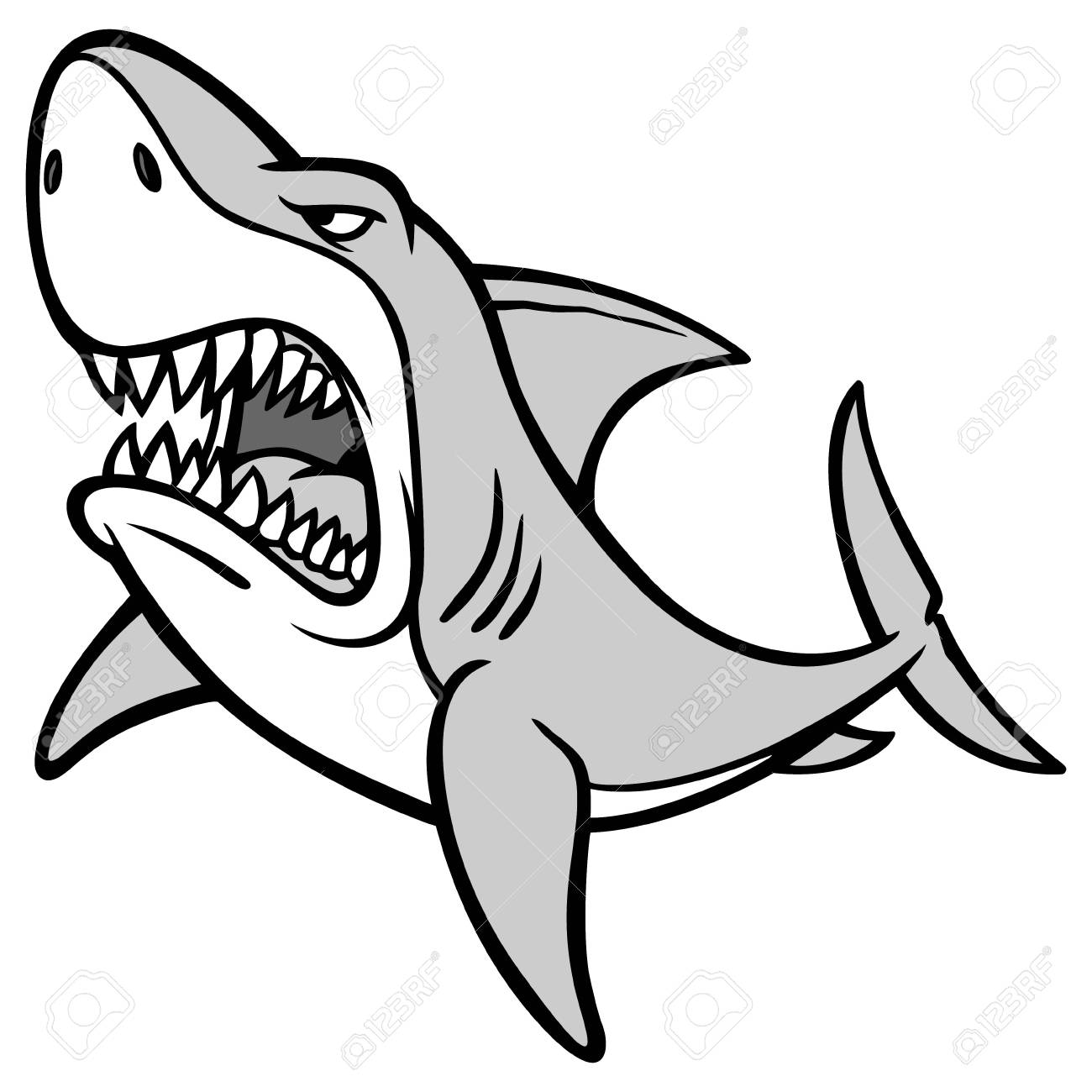 1300x1300 Drawn Tiger Shark Angry Dolphin
