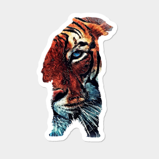 650x650 Bear And Tiger Sticker
