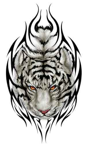 306x504 Temporary White Tiger Tattoo