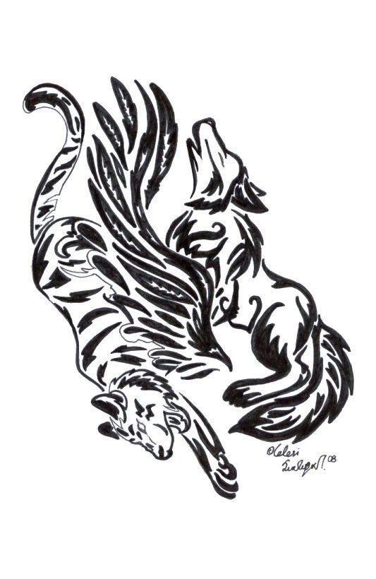 533x820 Wolf And Tiger Tattoo
