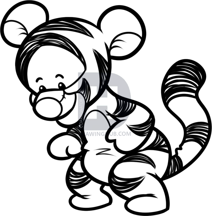 709x720 How To Draw Chibi Tigger, Step
