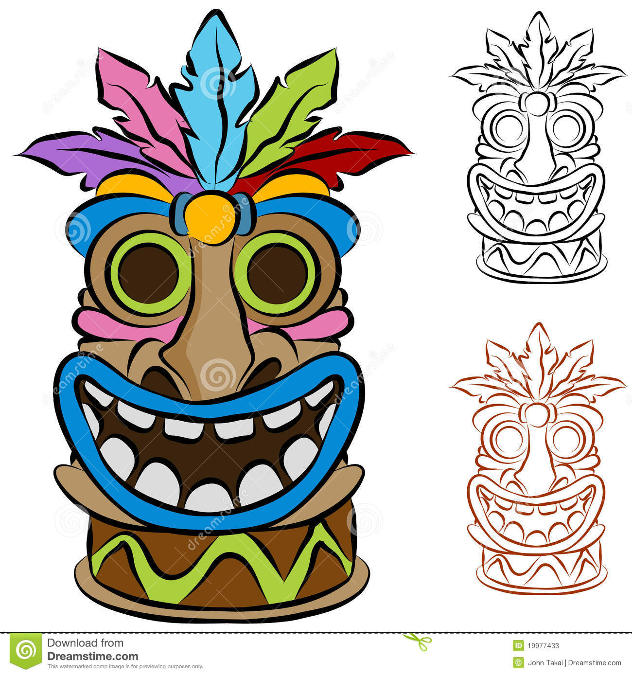 1300x1390 Happy Tiki Mask Drawing Clipart