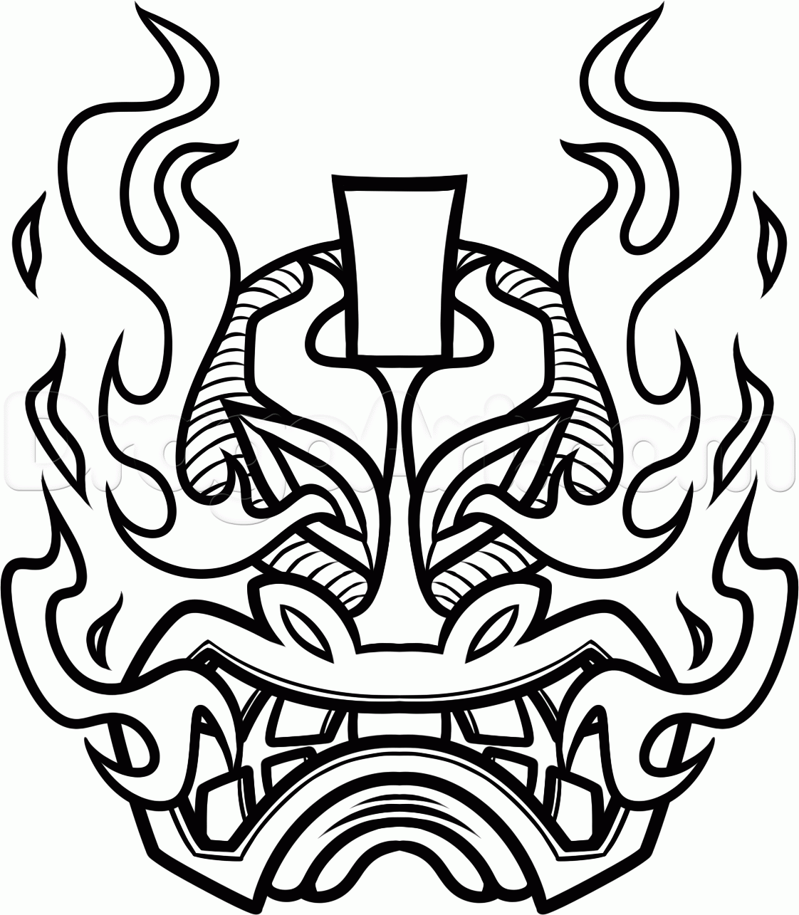 1122x1285 Step How To Draw A Tiki Tattoo