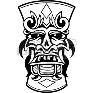 300x300 Tiki Black White Clipart