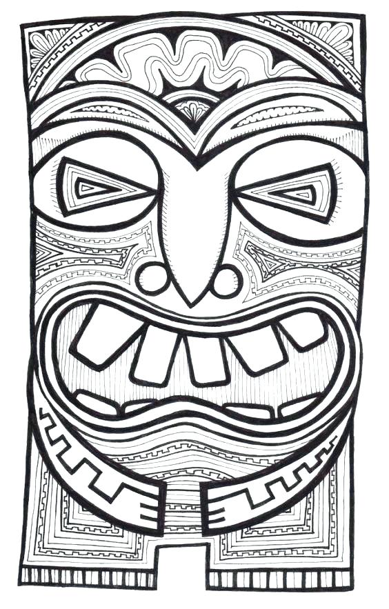 564x883 Tiki Head Coloring Pages Mask Drawing At Free For Personal Use
