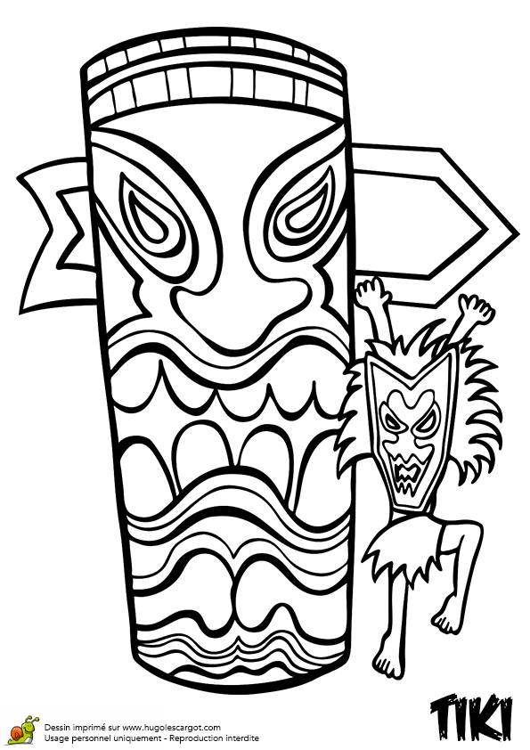 595x842 Tiki Drawing Hawaiian Theme For Free Download