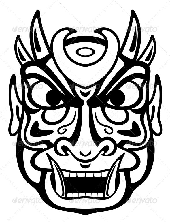 Tiki Mask Drawing