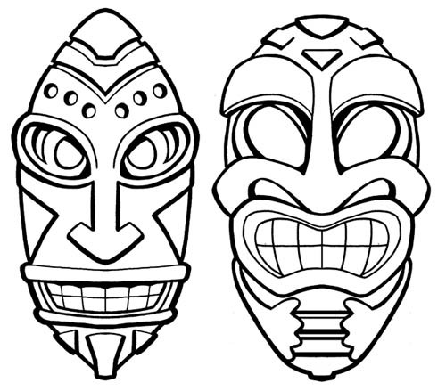 500x439 Happy Tiki Mask Drawings