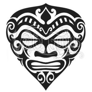 300x300 Tiki Mask Tropical Hawaiian Stock Art