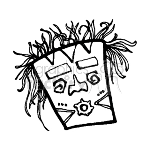 300x300 Black And White Tiki Mask With Hair Clipart Royalty Free Clipart