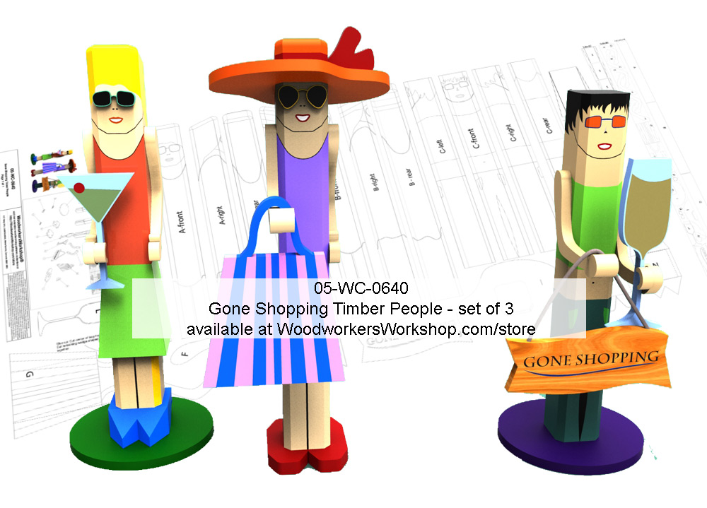 1000x719 Gone Shopping Timber People Yard Art Woodworking Pattern