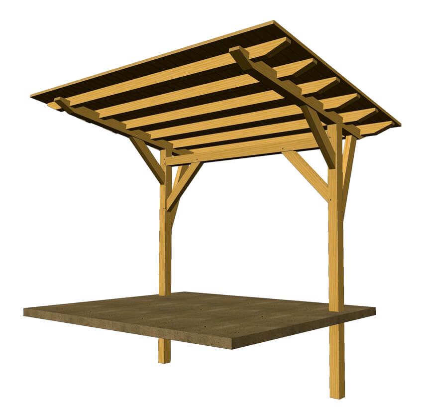 850x839 cantilevered timber frame pavilion plan