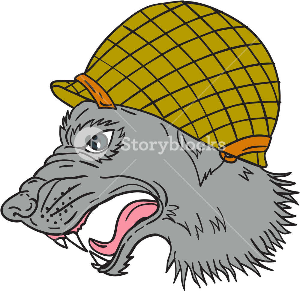 1000x970 Drawing Sketch Style Illustration Of Grey Wolf Head Wearing World